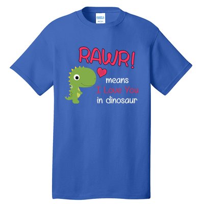 Funny Trex Valentines Day Rawr Means I Love You In Dinosaur Funny Gift Tall T-Shirt