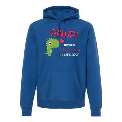 Funny Trex Valentines Day Rawr Means I Love You In Dinosaur Funny Gift Premium Hoodie