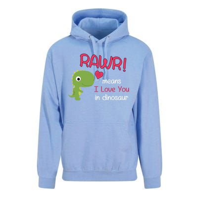 Funny Trex Valentines Day Rawr Means I Love You In Dinosaur Funny Gift Unisex Surf Hoodie