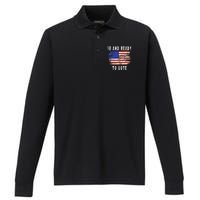 First Time Voter 18 And Ready To Vote Vintage American Flag Performance Long Sleeve Polo