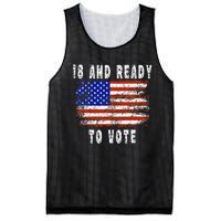 First Time Voter 18 And Ready To Vote Vintage American Flag Mesh Reversible Basketball Jersey Tank