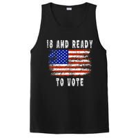 First Time Voter 18 And Ready To Vote Vintage American Flag PosiCharge Competitor Tank