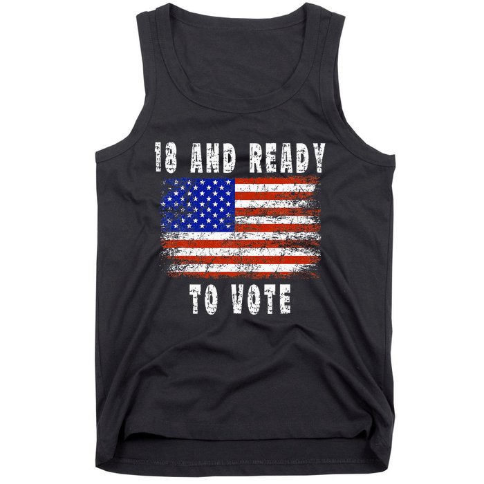 First Time Voter 18 And Ready To Vote Vintage American Flag Tank Top