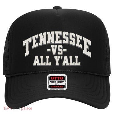 Funny Tennessee Vs All Yall Knoxville Tn Orange High Crown Mesh Back Trucker Hat