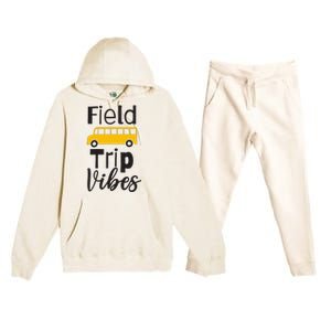 Field Trip Vibes School bus Last Day of School Trip Premium Hooded Sweatsuit Set