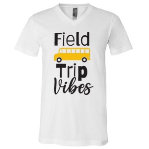 Field Trip Vibes School bus Last Day of School Trip V-Neck T-Shirt