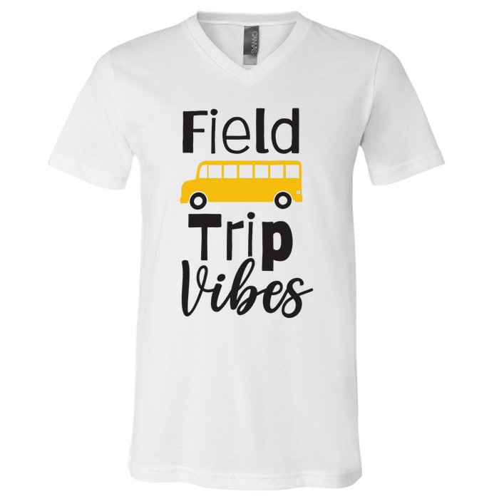 Field Trip Vibes School bus Last Day of School Trip V-Neck T-Shirt