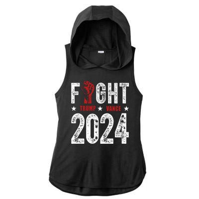 Fight Trump Vance 2024 Republican Ladies PosiCharge Tri-Blend Wicking Draft Hoodie Tank