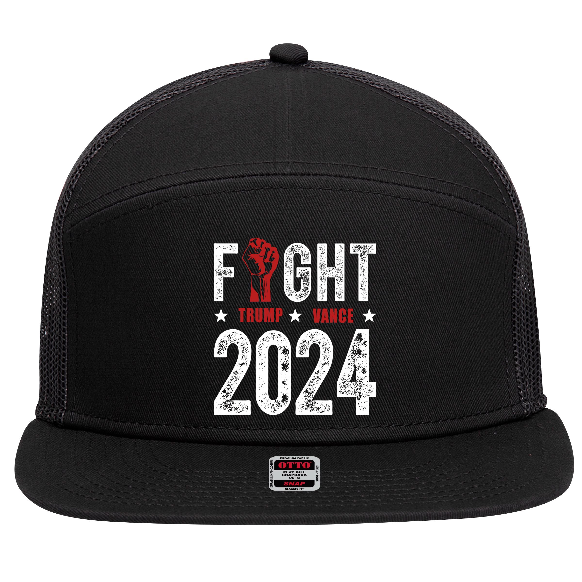 Fight Trump Vance 2024 Republican 7 Panel Mesh Trucker Snapback Hat