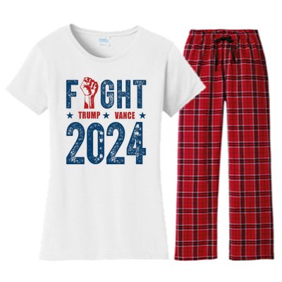 Fight Trump Vance 2024 Republican Women's Flannel Pajama Set