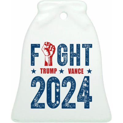 Fight Trump Vance 2024 Republican Ceramic Bell Ornament