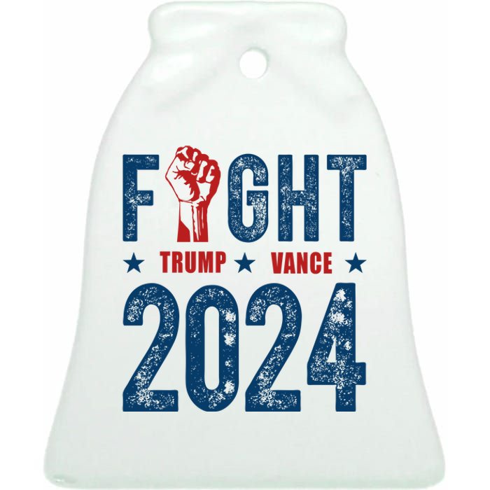 Fight Trump Vance 2024 Republican Ceramic Bell Ornament