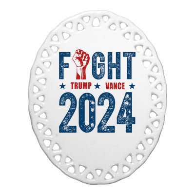 Fight Trump Vance 2024 Republican Ceramic Oval Ornament