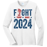 Fight Trump Vance 2024 Republican Ladies Long Sleeve Shirt