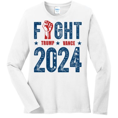 Fight Trump Vance 2024 Republican Ladies Long Sleeve Shirt