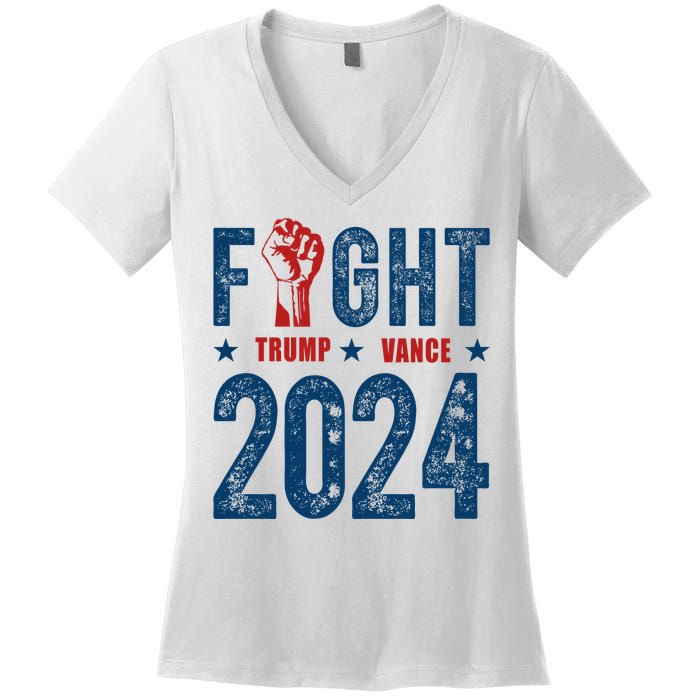 Fight Trump Vance 2024 Republican Women's V-Neck T-Shirt