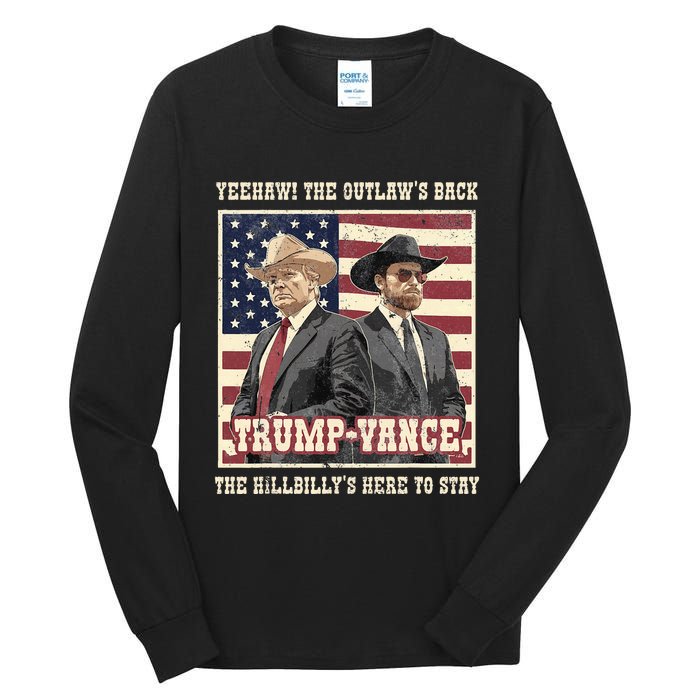 Funny Trump Vance 2024 Outlaw Hillbily Won Inauguration Tall Long Sleeve T-Shirt