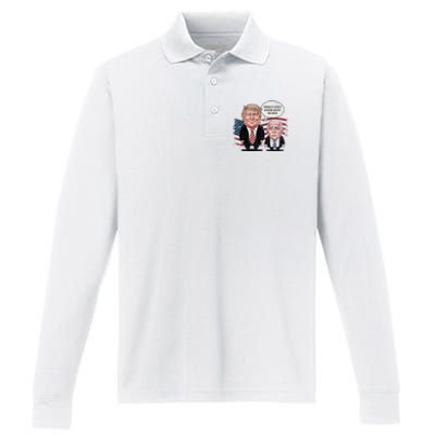 Funny Trump Vs Biden I Really DonT Know What He Said Performance Long Sleeve Polo