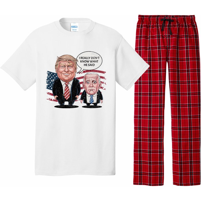 Funny Trump Vs Biden I Really DonT Know What He Said Pajama Set