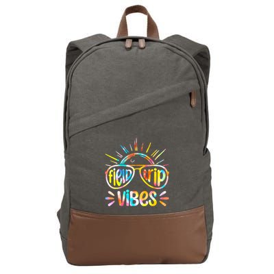 Field Trip Vibes Sunglasses Tie Dye Field Day Teachers Cotton Canvas Backpack