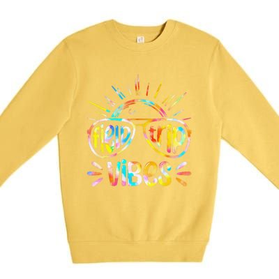 Field Trip Vibes Sunglasses Tie Dye Field Day Teachers Premium Crewneck Sweatshirt