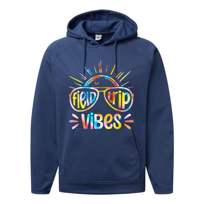 Field Trip Vibes Sunglasses Tie Dye Field Day Teachers Performance Fleece Hoodie