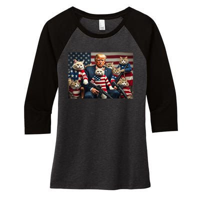 Funny Trump Vote 2024 America We’Re Gonna Save The Cats Gift Women's Tri-Blend 3/4-Sleeve Raglan Shirt