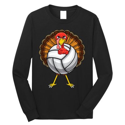 Funny Turkey Volleyball Player Coach Team Gift Thanksgiving Long Sleeve Shirt