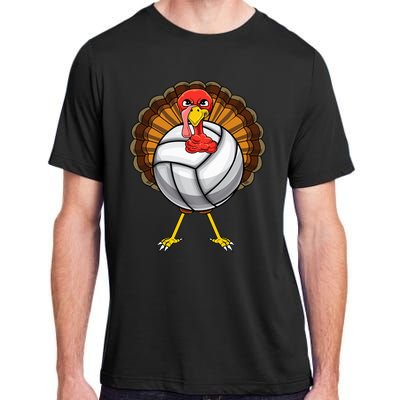 Funny Turkey Volleyball Player Coach Team Gift Thanksgiving Adult ChromaSoft Performance T-Shirt