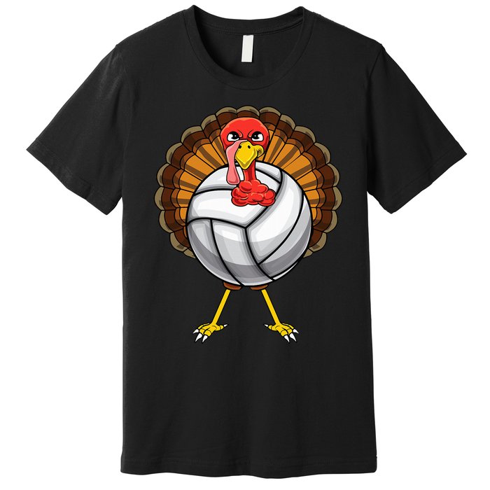 Funny Turkey Volleyball Player Coach Team Gift Thanksgiving Premium T-Shirt