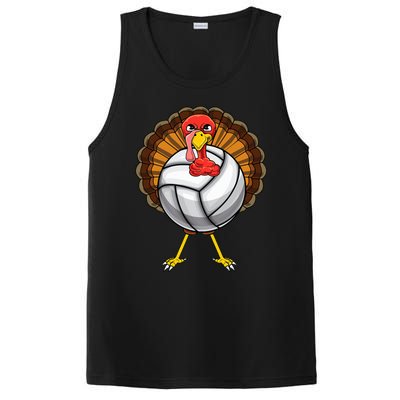 Funny Turkey Volleyball Player Coach Team Gift Thanksgiving PosiCharge Competitor Tank