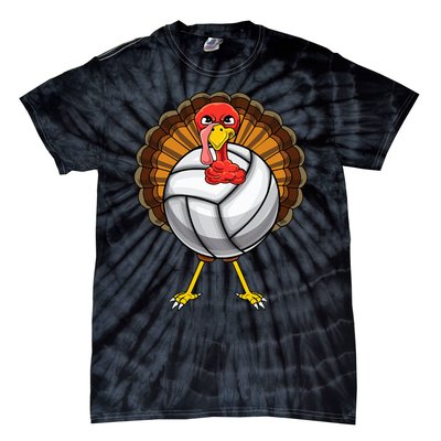 Funny Turkey Volleyball Player Coach Team Gift Thanksgiving Tie-Dye T-Shirt