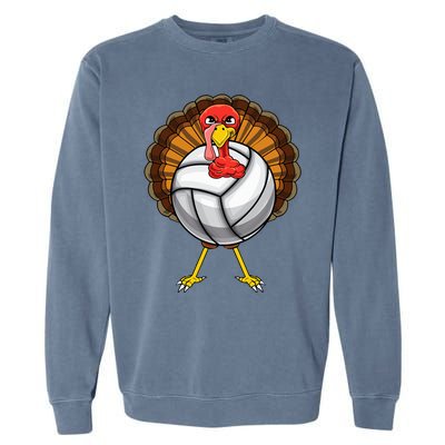 Funny Turkey Volleyball Player Coach Team Gift Thanksgiving Garment-Dyed Sweatshirt