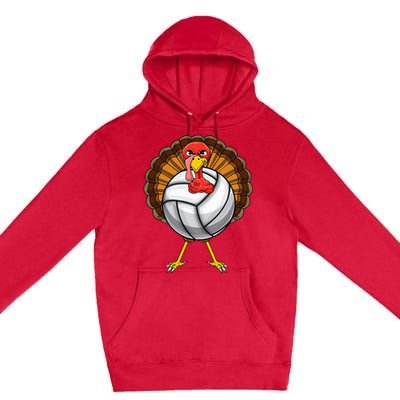 Funny Turkey Volleyball Player Coach Team Gift Thanksgiving Premium Pullover Hoodie