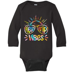 Field Trip Vibes Sunglasses Tie Dye Field Day Teachers K.Ids Baby Long Sleeve Bodysuit