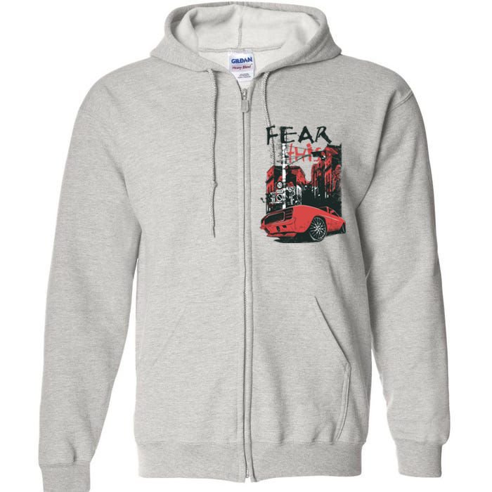 Fear This Vintage Muscle Car Cool City Graphic Full Zip Hoodie