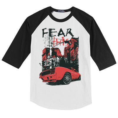 Fear This Vintage Muscle Car Cool City Graphic Kids Colorblock Raglan Jersey