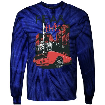 Fear This Vintage Muscle Car Cool City Graphic Tie-Dye Long Sleeve Shirt