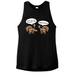 Funny Thanksgiving Vegetarians Turkey Talking Thankful Vegan Gift Ladies PosiCharge Tri-Blend Wicking Tank