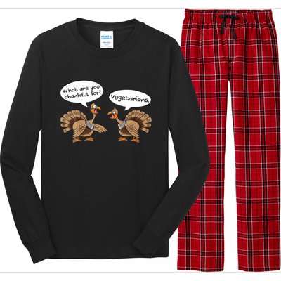 Funny Thanksgiving Vegetarians Turkey Talking Thankful Vegan Gift Long Sleeve Pajama Set