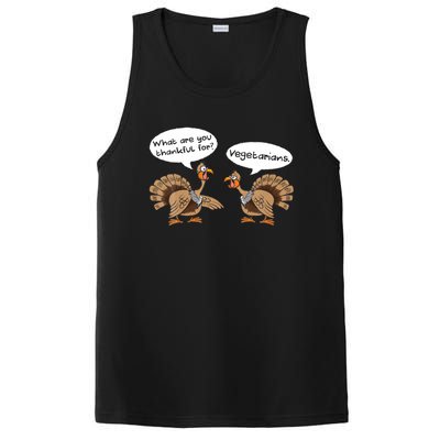 Funny Thanksgiving Vegetarians Turkey Talking Thankful Vegan Gift PosiCharge Competitor Tank