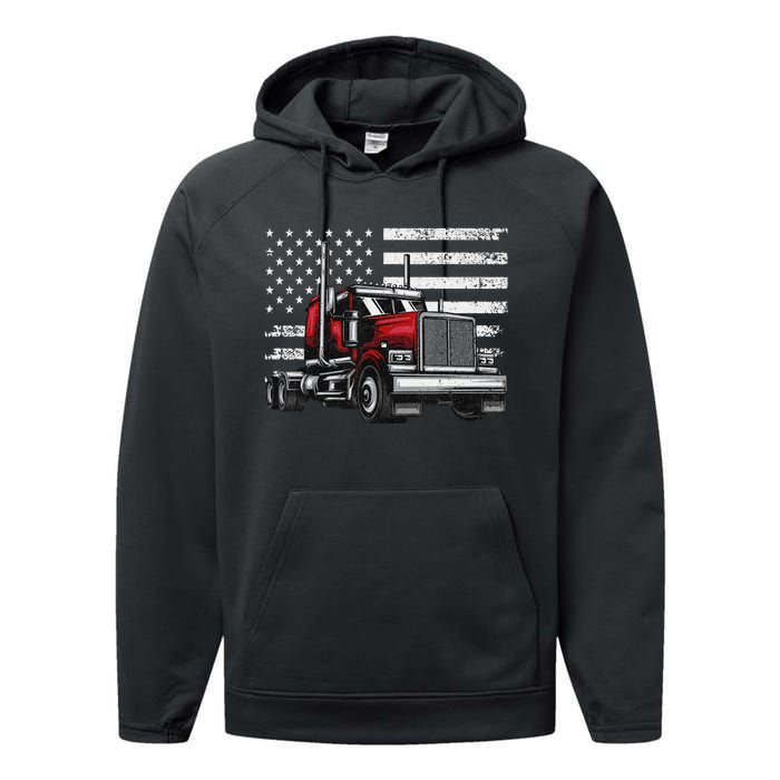 Funny Trucker Vehicle Truck Driver Performance Fleece Hoodie