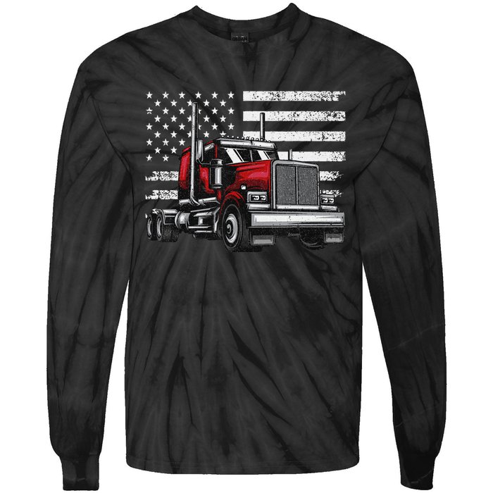 Funny Trucker Vehicle Truck Driver Tie-Dye Long Sleeve Shirt