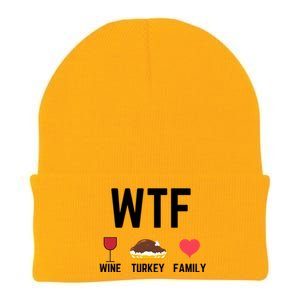 Funny Thanksgiving Wine Turkey Family Food Gift Fall Season Funny Gift Knit Cap Winter Beanie