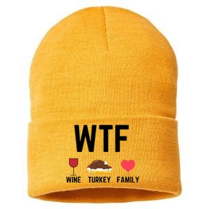 Funny Thanksgiving Wine Turkey Family Food Gift Fall Season Funny Gift Sustainable Knit Beanie