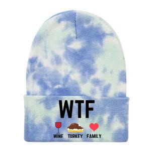 Funny Thanksgiving Wine Turkey Family Food Gift Fall Season Funny Gift Tie Dye 12in Knit Beanie