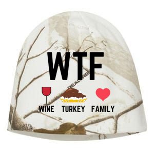 Funny Thanksgiving Wine Turkey Family Food Gift Fall Season Funny Gift Kati - Camo Knit Beanie