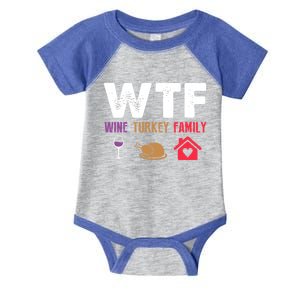 Funny Thanksgiving Wtf Wine Turkey Family Joke Gift Infant Baby Jersey Bodysuit