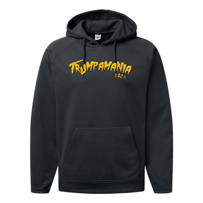 Funny Trump Wrestling Meme Trumpamania 24 Performance Fleece Hoodie