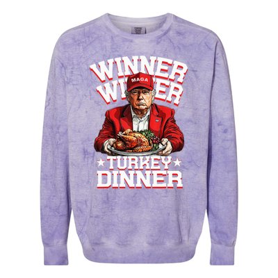 Funny Trump Winner Winner Turkey Dinner Thanksgiving Humor Colorblast Crewneck Sweatshirt